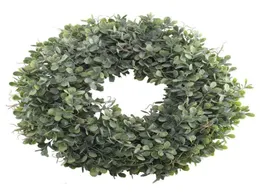 Konstgjorda gröna blad krans 175 tums ytterdörrkrans skal gräs boxwood för väggfönster party dekor1684410