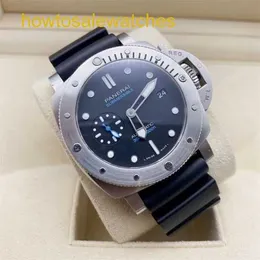 Orologio da polso unisex Panerai in acciaio in acciaio in metanium manuale in metallo meccanico meccanico orologio da uomo meccanico serie sommergibile PAM00973 diametro 42mm