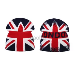 Beanie/Skull Caps Fashion UK Flag Print Winter Beanies Hat Female Cycling Skiing Bonnet Autumn Outdoor Knitted Cap Women Men Warm Gorras Ear Hats d240429