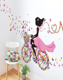 Butterfly Fairy Girl Wall Sticker avtagbar PVC -konstdekaler för barn sovrum vardagsrummet lekrum studie barnkammare julklappar2737301