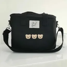 BAC1 Bolsas de fraldas Bolsas de fraldas de fraldas da mãe multifuncional Bordado de urso de bordado térmico Isolamento térmico Mommy Moda Moda Sacos de armazenamento de alimentos D240429