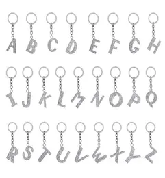 Crystal Rhinestone AZ İngilizce Mektuplar Metal Keychain Keyasyon Araba Anahtarlıkları Çanta Kolye Takımları Hediye7995438