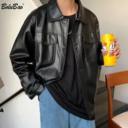 Bolubao Fashion Men Casual Leather Jacket