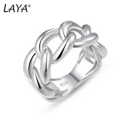 Bandringe Laya% 925 Sterling Silver Cuban Chain Link geeignet für Frauen einzigartige Design Original Modern Schmuck 2022 Trend Q240429