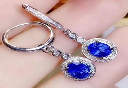 Stud Natural Real Blue Sapphire Round Drop Earring 0 55CT 2st Gemstone per smycken 925 Sterling Silver Fine J208139 2210221902984