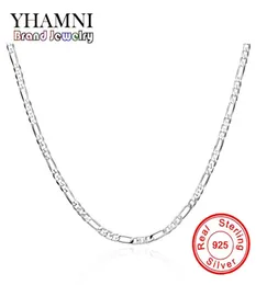 Yhamni Brand Menwomen 925 Sterling Silver Necklace Fashion Jewelry 1624in Lång 4mm breddkedjan halsband Hela N1028726583