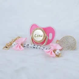 Miyocar kişiselleştirilmiş herhangi bir ad bling emziği ve pembe yay emziği klip bpa ücretsiz kukla bling benzersiz tasarım mükemmel hediye 240417