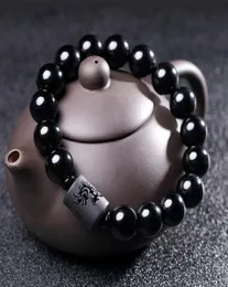 Ny Crystal Black Obsidian Bead Dragon Phoenix Strand Armband för män Kvinnliga parälskare Buddha Lucky Amulet Jewelry4562522