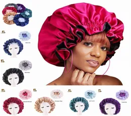 New Silk Night Cap Hat Double Side Wear Women Head Designer Cape Sleep Satin Bonnet for Beautiful Hair Wake Up Perfect Daily Fact4900458