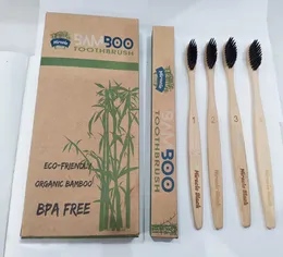 Bir pakette 4pcs Doğal biyolojik olarak parçalanabilir bambu kömür diş fırçası ekofli -dostu aile geri dönüştürülebilir paket seyahat bambu organik dişi77633314
