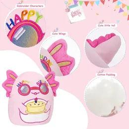 Cuscini a tiro morbido da 30 cm Axolotl Birthday For Girls che dorme giocattolo peluche Animali Pink Cake Celebration 240426