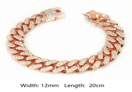 Hip hop men039s diamond inlaid CUBAN CHAIN BRACELET Tennis Bracelet domineering fashion hiphop Bracelet hand decoration7181217