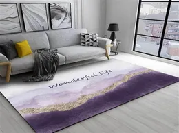 Wishstar Nordic Luxury Grey Purple Gold Carpet Girls Room Bed Mattor Lång matta för köksgolv Dörrat Halldekor9483269