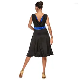 Traje de dança de pica -telas de dança contraste com o colete manipulador de longa saia de vestido latino Mulher