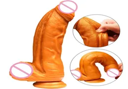 Realistiska dildos med sugkopp mjuk gyllene stora stora peins vagina onani stimulering sexleksaker för kvinna64452436414796