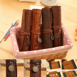 Roll Luxury Treasure Map Vintage Cosmetic Make Up PU Bag Pen Pencil Case For School Purse Pouch Leather