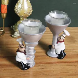 Candele chef che tiene la tazza di vino ciotola candelabri creativi decorazioni per la casa western ristorante caffetteria