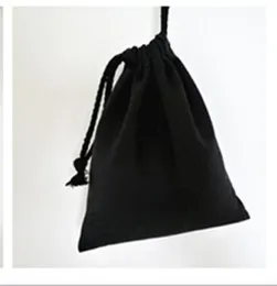 Black Canvas Cotton Gift Pouch Sack 8x10cm 9x12cm 10x15cm 13x17cm Bröllopsfavor Holder Jewelry Bag3327188