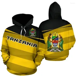 Con cappuccio maschile Tanzania Mappa delle bandiere grafiche Felpate Africa Country for Uomo Cash Cash Boy Hoody National Emblem Streetwear Tops