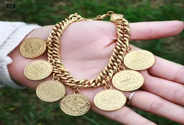Projektant Bangle Designer Luxury spersonalizowana złota stalowa bransoletka monety na unisex wysoki urok biżuterii3843981
