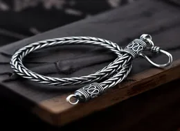 Vintage Real Pure 925 Sterling Silver Handmade Braided For Men Jewelry Mens Bracelets 2022Link Chain Link6473321