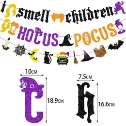 Decoração de festa eu cheiro de crianças banner hocus pocus pocus garland decorações de halloween pó adereços para decoração de casa