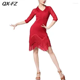 Stage Wear Women Sexy Fringe Latin Dance Dress Lady Ballroom Tango Samba Salsa Rumba Gatsby Tassel Costumes For Adult Outfit Set