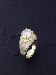 Micro Paded Iced Out Zircon Zircon Gold Silver Color Diamond Ring Hip Hop Jewelry for Men Women Gifts9102377