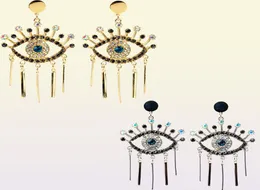 Nova moda exagerada famosa designer de marca Devil039s Earros de olho Fringe com brelhares de olho azul de diamante2898827
