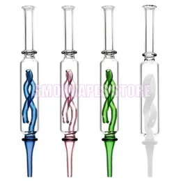 Rauchen farbenfrohe verdrehte innere Kühlglasrohre Filter Coil Handpipes Zigarettenhalter Bubbler Dabber -Spitzen tragbare Wasserrohröl Strohrohr DHL