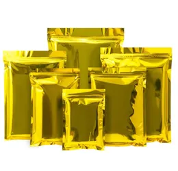 أكياس التخزين 100pcs الذهب mylar رقائق الختم الذاتية حقيبة دمعة من الشق القابل لإعادة الاستخدام قابلة لإعادة بيع الوجبات الخفيفة شاي شاي أكياس التغليف 9319788