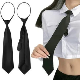 Papillon 2/1 PCs nero semplice clip su cravatta per la sicurezza con cerniera camicia camicia cravatta steward opade matte pigro uomini al collo donna studentessa