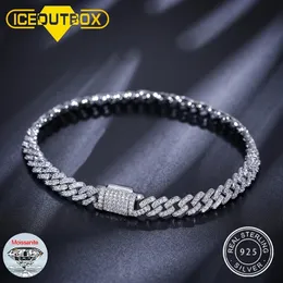 Hip Hop Rock Solid 925 Sterling Silver criou diamantes Bracelets cubanos para homens mulheres joias finas gota 6mm 240415