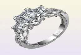 Vecalon Romantic Vintage Female Ring Threestone Diamond CZ 925 Sterling Silber Engagement Ehering Band Ring für Frauen45060646565495