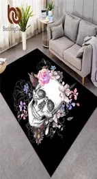 Beddingoutlet Sugar Skull Carpets Grande para a sala de estar Floral Bedroom Rugs NONSLIP GOTHIC MAT CASA decoração Alfombra Y206640899