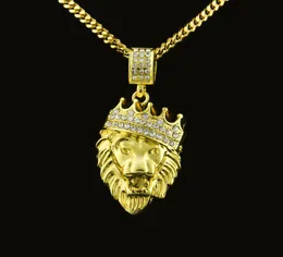 2018 Herren Hip Hop Schmuck aus 18 Karat Gold plattiert Mode Bling Bling Lion Head Anhänger Männer Halskette Gold gefüllt für GiftPre4359180