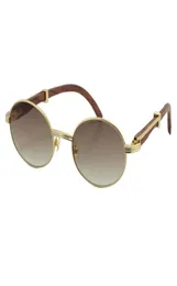 Bütün 18K altın vintage ahşap güneş gözlüğü moda metal çerçeveleri erkekler için gerçek ahşap 7550178 oval boyut 57 veya 55843573