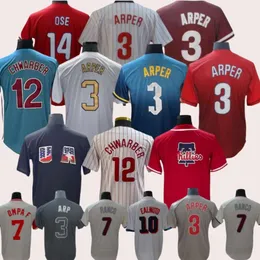 2024 camisas de beisebol personalizadas homens homens jovens Bryce Harpe Trea Turner Rhys Hoskins Jt Realmuto Schwarber Kyle Schwarber