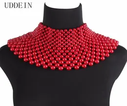 Uddein Fashion Indian Jewelry handgefertigtes Perlen Statement Halsketten für Frauen Kragen Lätzchen Perlen Choker Maxi Halskette Hochzeitskleid 224465701