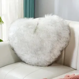 Kudde kärlek hjärtform fluffig kast fuzzy lång faux päls dekorativ soffa bil hemmakontor plysch