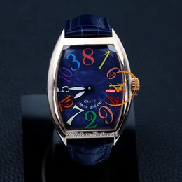 Farbträume 8880Ch Carzy Stunden A21J Automatische Herren Uhr Roségold Blau strukturiertes Zifferblatt Leder -Gurt HOST HOST RELOJ HOMBRE PURETIMEWATCH PTFM