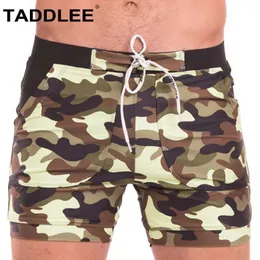 Men's Swimwear Taddlee brand sexy mens swimsuit boxing relay camouflage beach board shorts pocket surfing new Q240429