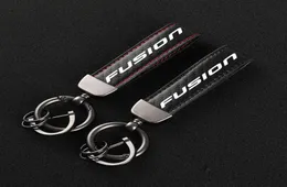 Keychains HighGrade Leather Car KeyChain 360 Degree Rotating Horseshoe Key Rings For Ford Fusion Accessories2612733