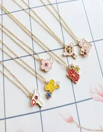 12 Pcs Lot Fashion Jewelry Items Metal Enamel Card Captor Sakura Star Wand Pendant Necklace2253707