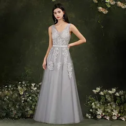 Landebahnkleider urbane sexy Kleider elegant Silber weiche Tüll -Prom -Kleider Appiques Perlen Burgunder Elfenbein formelle Partykleider für Braut Abend Vestidos DM7M6