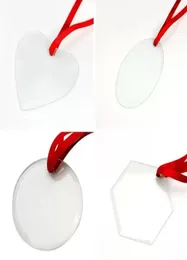 Сублимация Blanks Glass Pendation Christmas ornmaments 35 дюймов на одну боковую термопереносную орнамент Decore Decore DIY 4420298