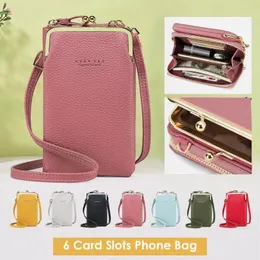 Väska kvinnors litchee mönster axel koreansk läder handväska crossbody multifunktionell handväska telefonpåsar kosmetik lagring gåva
