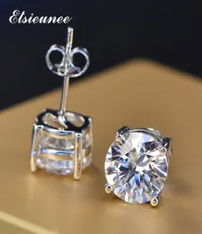 ELSIEUNEE 925 Sterling in argento da 678 mm taglio rotondo simulato Orecchini a diamante Moissanite Orecchini per borchie per donne7309054