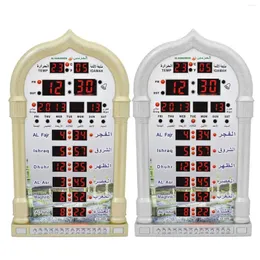 Tkanina stołowa plastikowa 110-240V kalendarz ścienny cyfrowy islamski zegar muzułmański alarm prezentowy Azan modlitwa eu wtyl uk srebrny złoto