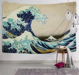 Tapestries Cilected Great Wave Painting Wall Tapestry Hanging Polyester Boho Bedstrast Yoga Mat Filt 150x130cm148x200cm8271519